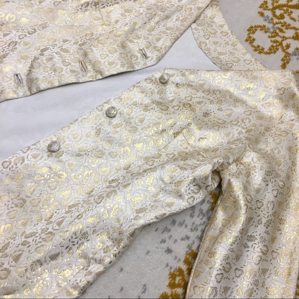 STUNNING vintage hand made coat jacket ivory gold